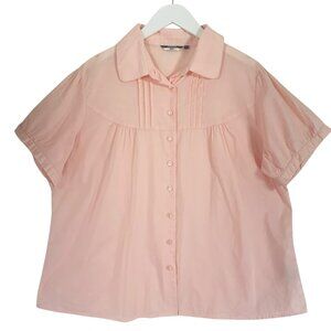 plus size pink opal  short sleeve  Blouse size 2x 100% cotton